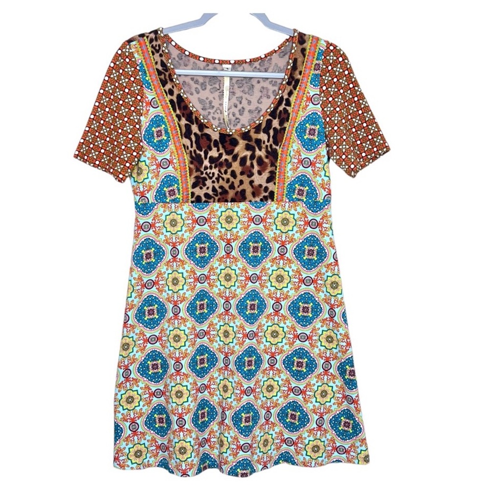 Anthropologie Uncle Frank Mixed Media Print Dress Size Small